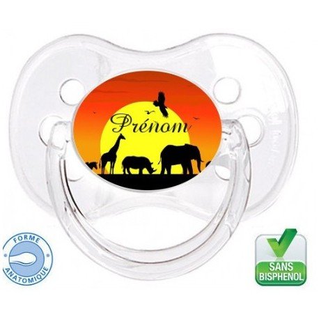 Tétine bébé avec logo savane et le prénom