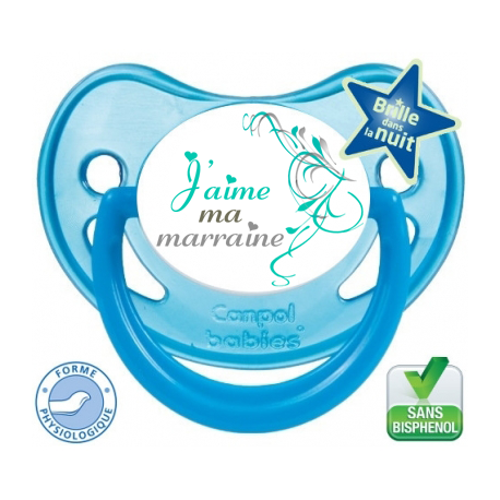 Tétine bébé couleur j'aime ma marraine
