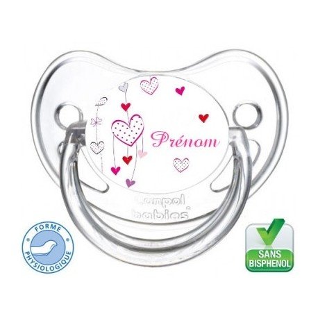 Tétine bébé avec plusieurs coeurs