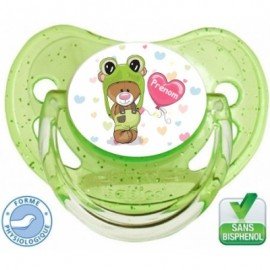 Sucette personnalisée ourson déguisé en grenouille