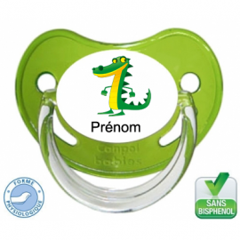 Sucette bébé crocodile et prénom