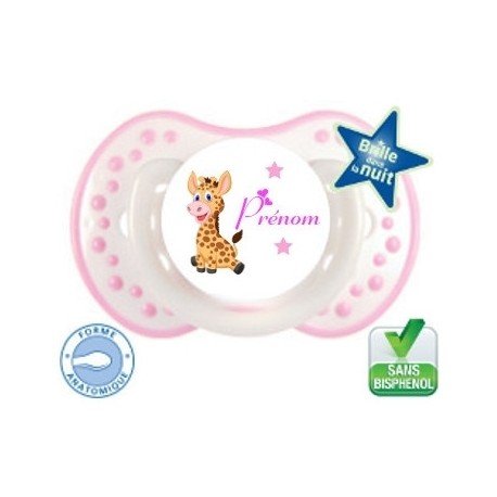 Tétine personnalisée girafe et prénom