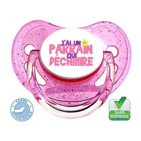 Tétine bébé J'ai un parrain qui déchire version fille