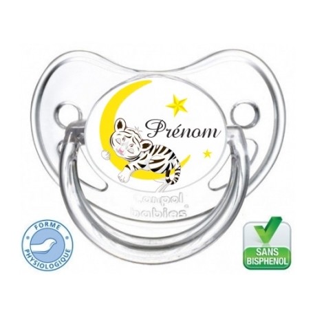 Tétine de bébé personnalisée tigre et prénom