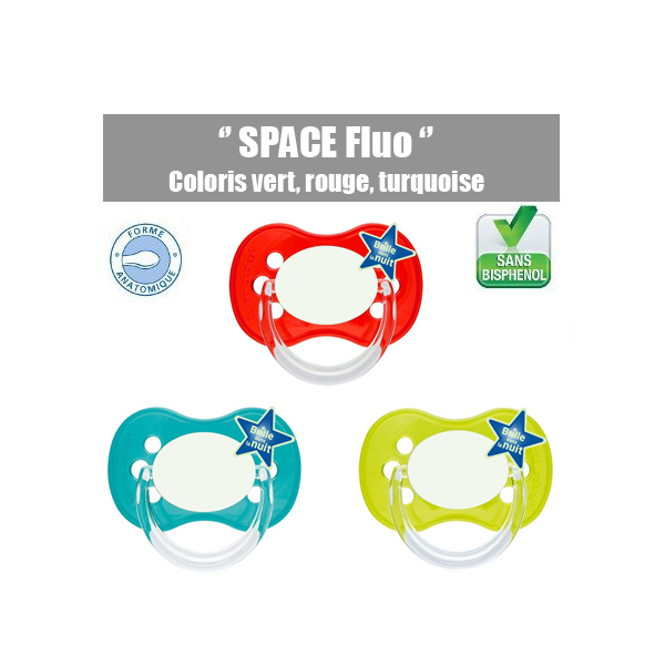 Sucette bébé space fluo