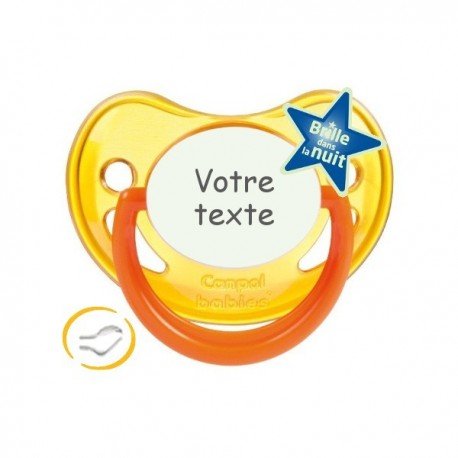 Tétine personnalisée fluo jaune