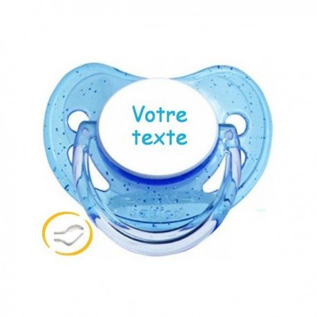 Tétine personnalisée paillette bleu