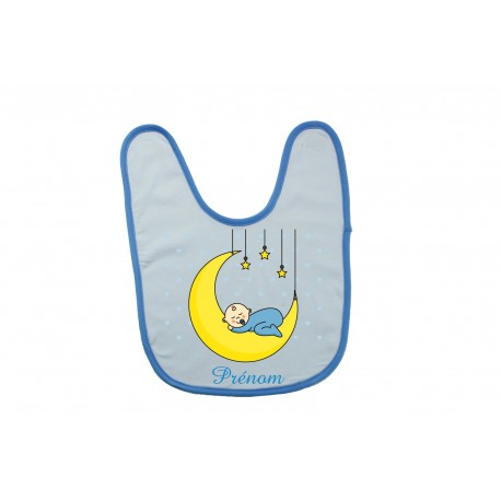 Bavoir personnalisé bébé garçon sur la lune