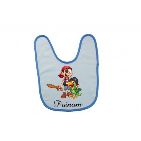 Bavoir bébé personnalisé pirate perroquet et prénom