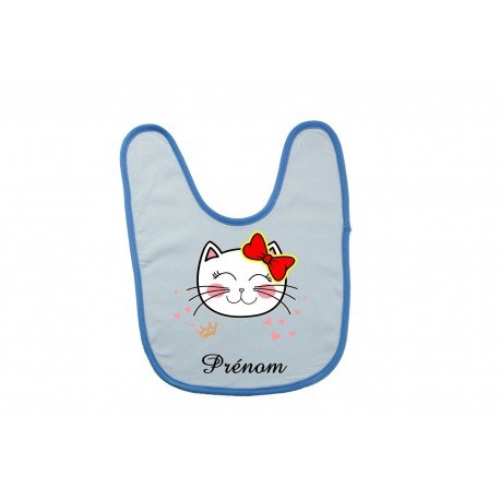 Bavoir personnalisé chat mignon et prénom