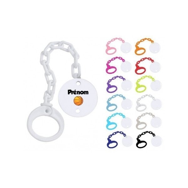 Attache tétine ballon basket et prénom