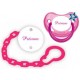 Lot tétine et attache personnalisée fluo rose