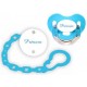 Lot tétine et attache personnalisée charme turquoise