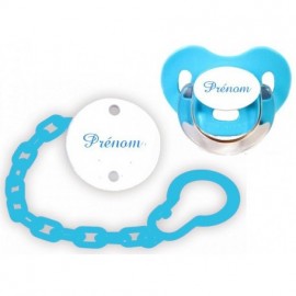 Lot tétine et attache personnalisée charme turquoise