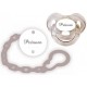 Lot tétine et attache personnalisée charme grise