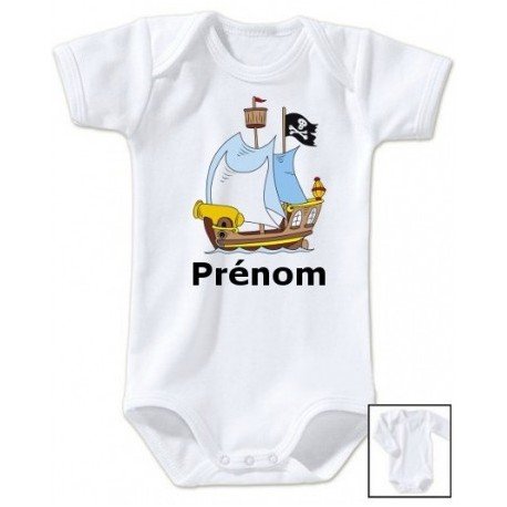 Body personnalisé bateau de pirate et prénom