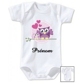 Body personnalisé avec deux hiboux et prénom