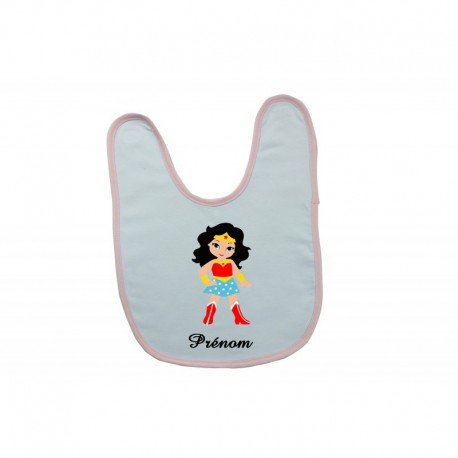 Bavoir personnalisé mini wonder woman et prénom