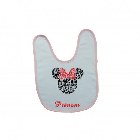 Bavoir personnalisé silhouette Minnie et prénom