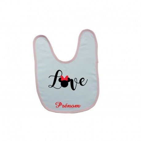 Bavoir personnalisé love Minnie et prénom