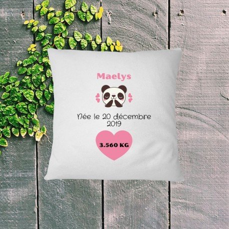 Coussin naissance personnalisé Panda 