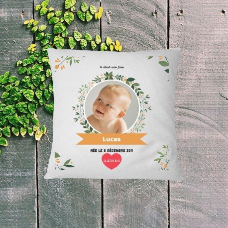 Coussin naissance personnalisé floral photo 