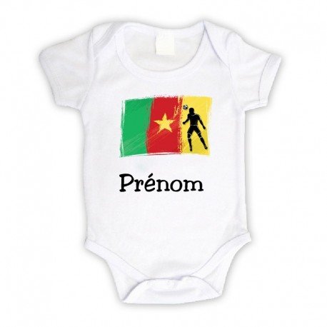 Body bébé personnalisé avec le drapeau du Cameroun et le prénom