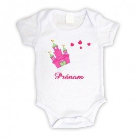 Body bébé personnalisé avec un château de princesse et le prénom
