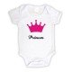 Body bébé personnalisé avec une couronne rose et le prénom