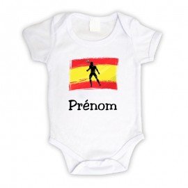 Body bébé personnalisé avec le drapeau de l'Espagne et le prénom