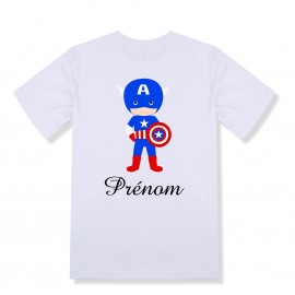 T-shirt enfant personnalisé Captain América Marvel et prénom
