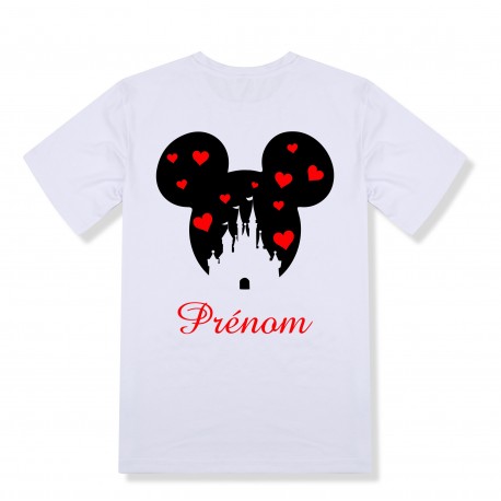 T-shirt enfant personnalisé silhouette Mickey châteaux et prénom
