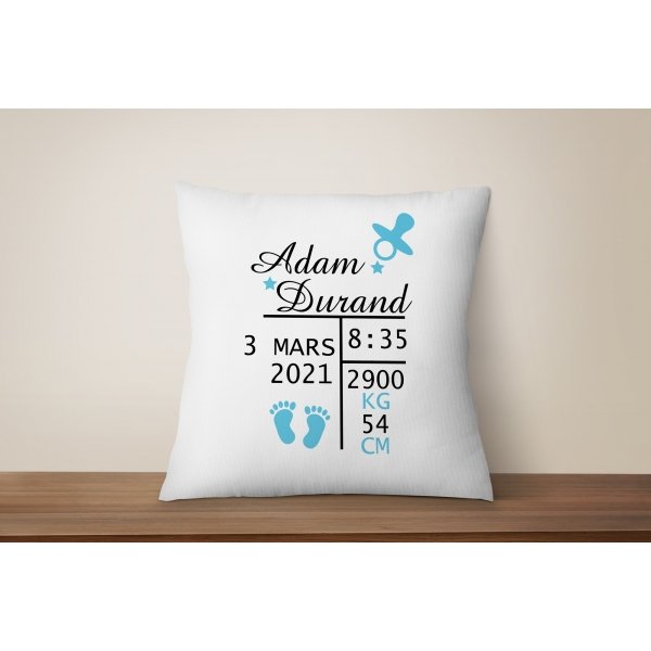 Coussin naissance personnalisé avec une tutu