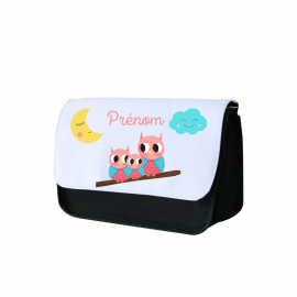 Trousse a crayon personnalisée famille de chouettes