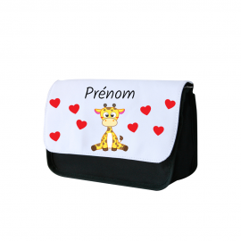 Trousse a crayon personnalisée avec une girafe 