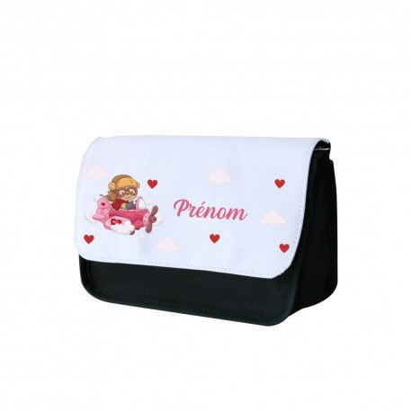 Trousse a crayon personnalisée aviatrice