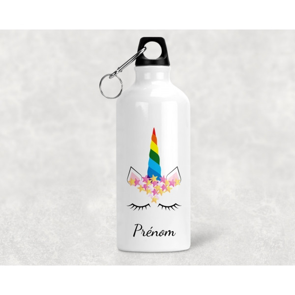 Gourde personnalisée avec une licorne et prénom