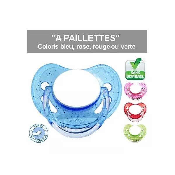 Tétine bébé avec une lune et un bébé