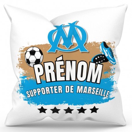 Coussin personnalisé Foot Marseille avec prénom