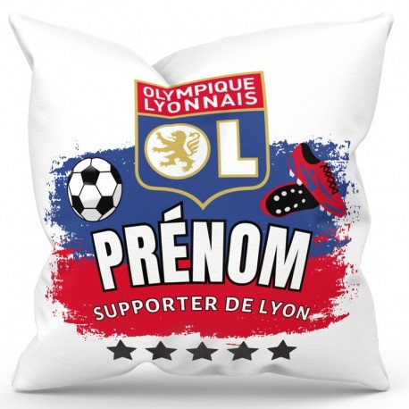 Coussin personnalisé Foot Lyon avec prénom