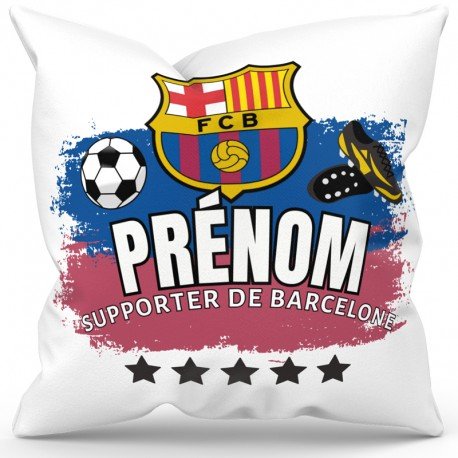 Coussin personnalisé Foot Barcelone avec prénom