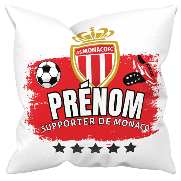 Coussin personnalisé Foot Monaco avec prénom