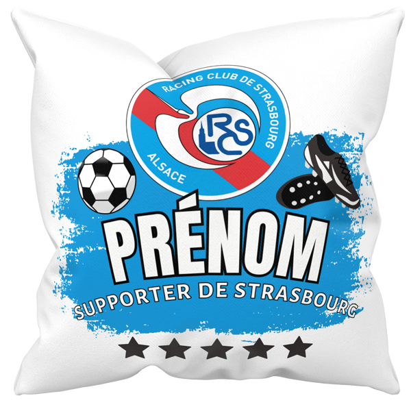 Coussin personnalisé Foot Strasbourg avec prénom