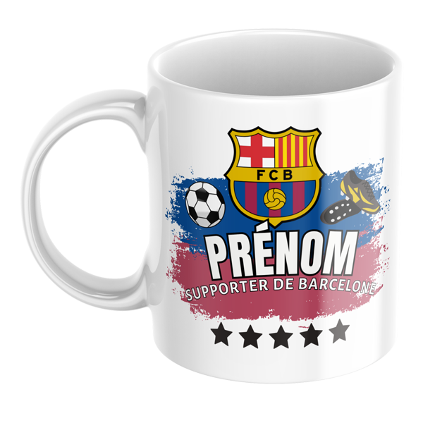 Mug tasse personnalisé foot Barcelone et prénom