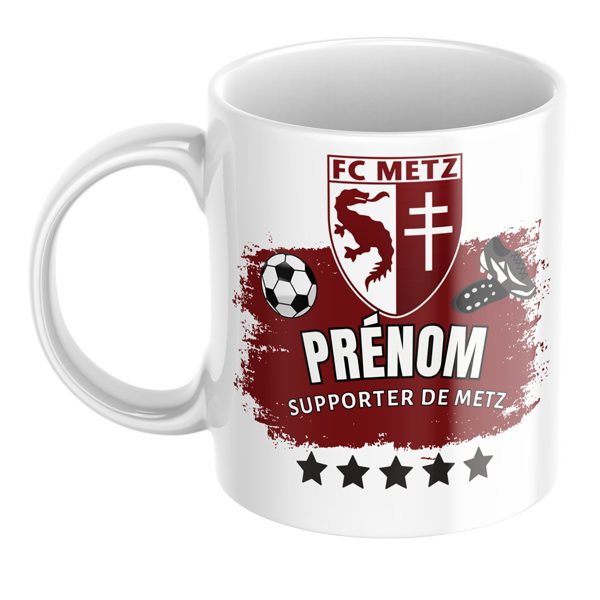 Mug tasse personnalisé foot Metz et prénom