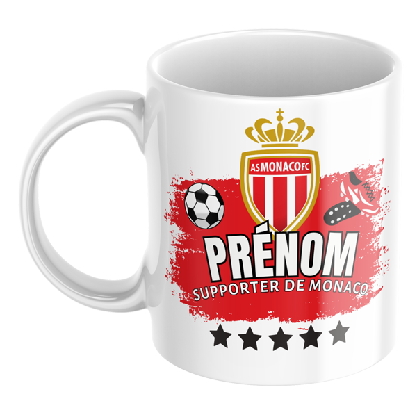 Mug tasse personnalisé foot Monaco et prénom