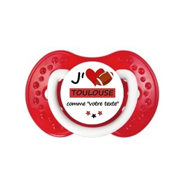 Tétine personnalisée Rugby j'aime Toulouse comme..