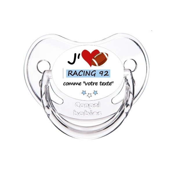 Tétine personnalisée Rugby j'aime le Racing 92 comme..